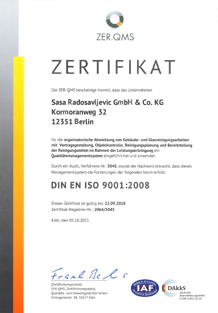 Zertifikat DIN EN 9001:2008